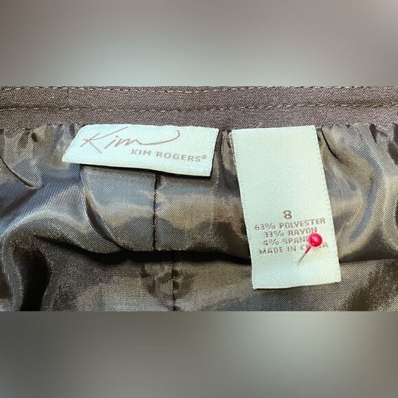 Kim Rogers Ruffle Front Brown Career Wear Pencil Skirt Slit Back Size 8 … - Picture 3 of 6